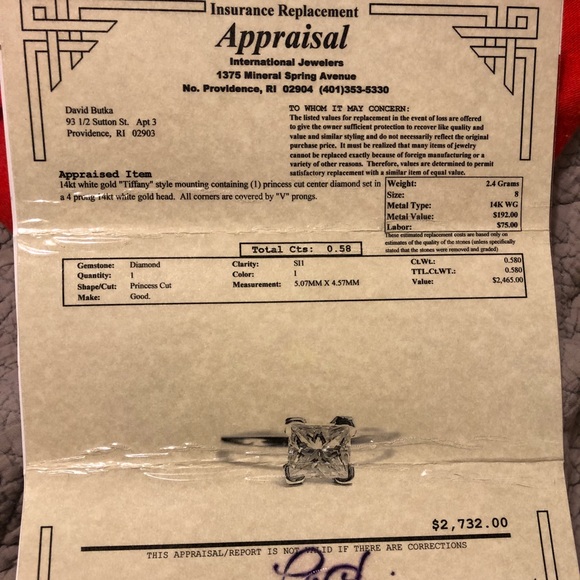 Princess cut engagement ring in white gold - Picture 5 of 6